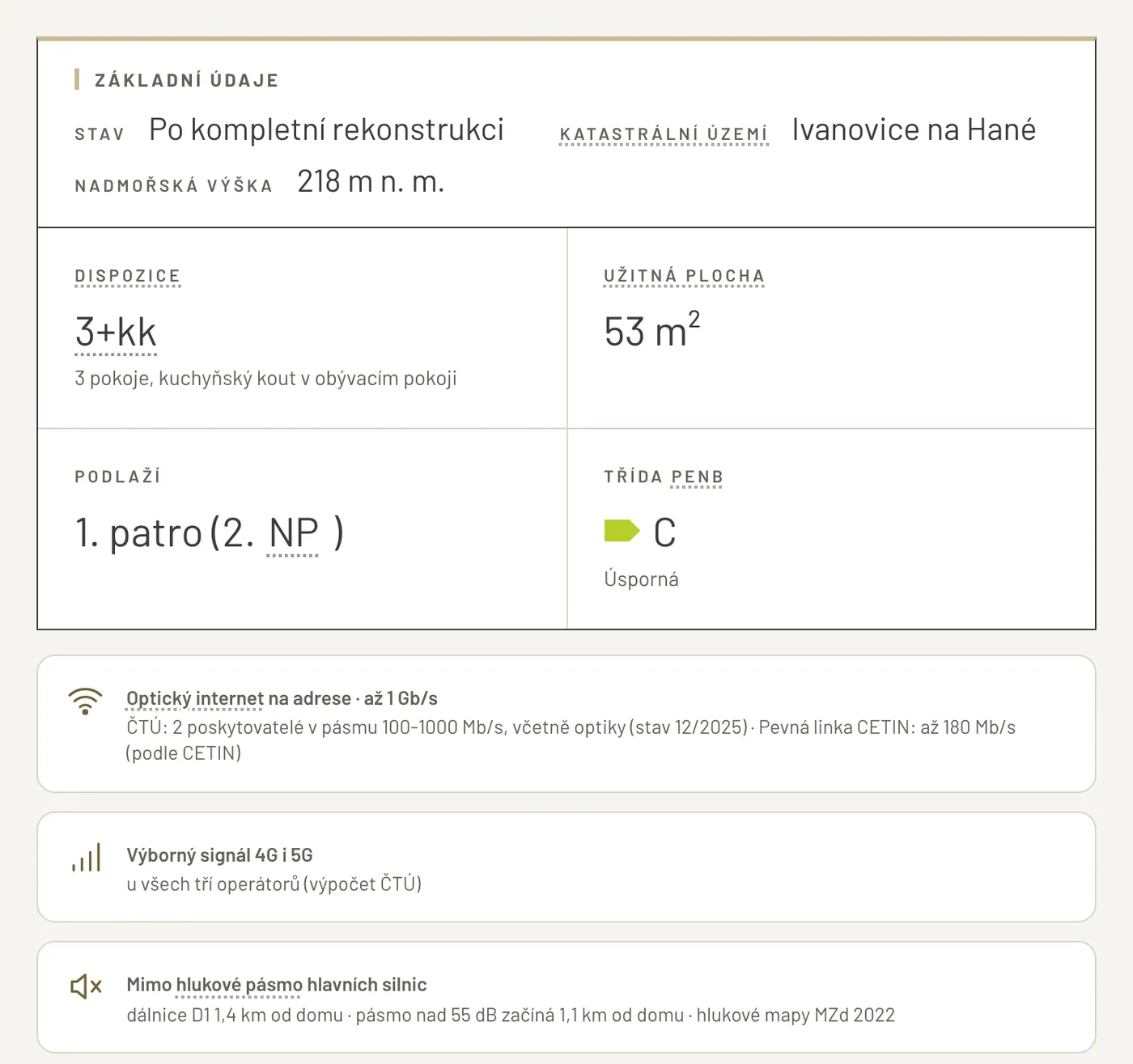 Internet, signál 4G/5G a hluk - Ukázka na webu