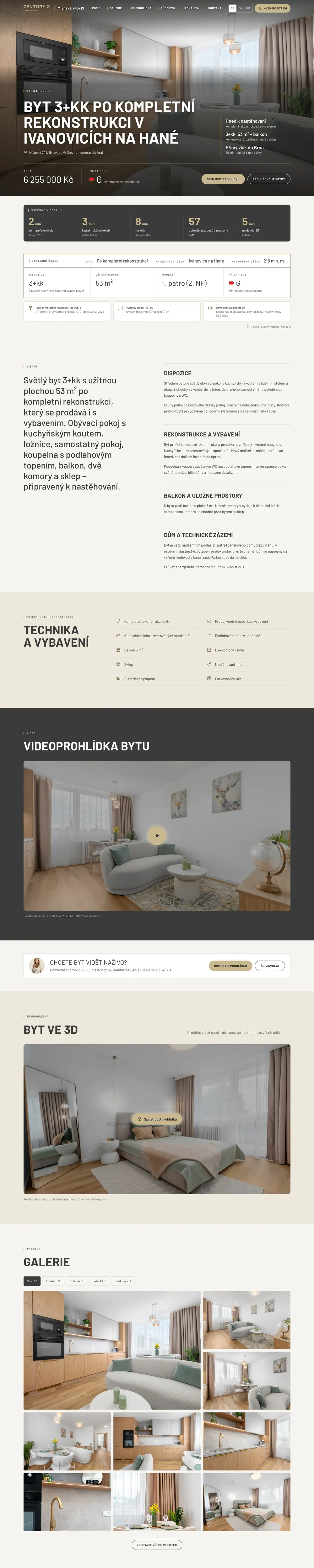 Property website ivanovice.nmvt.cz on a laptop and a phone