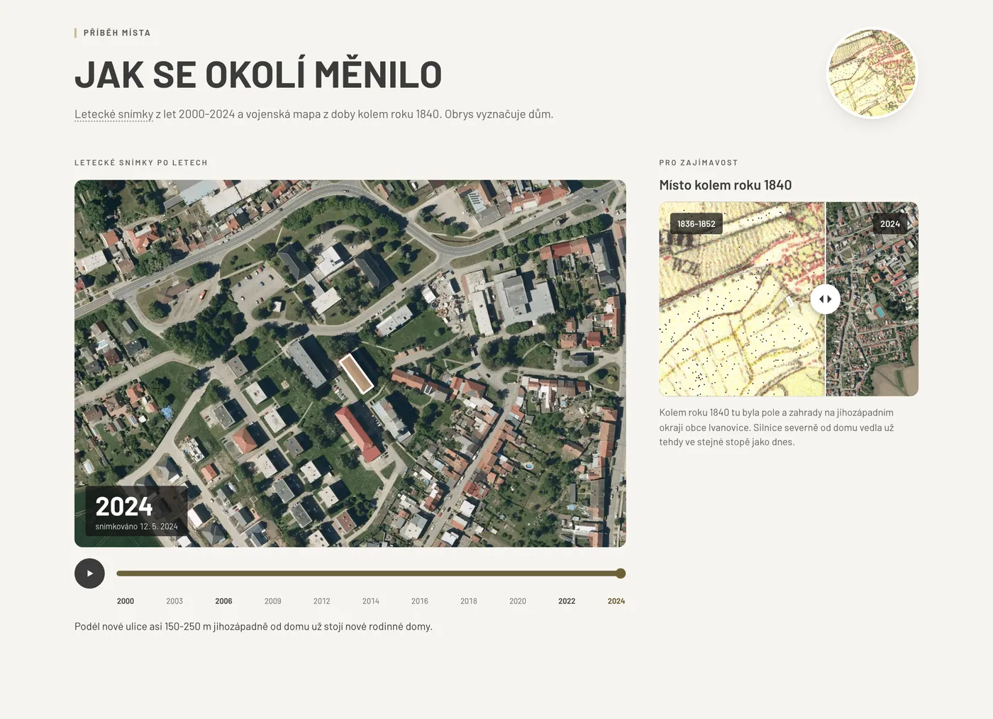Jak se okolí měnilo - Ukázka na webu